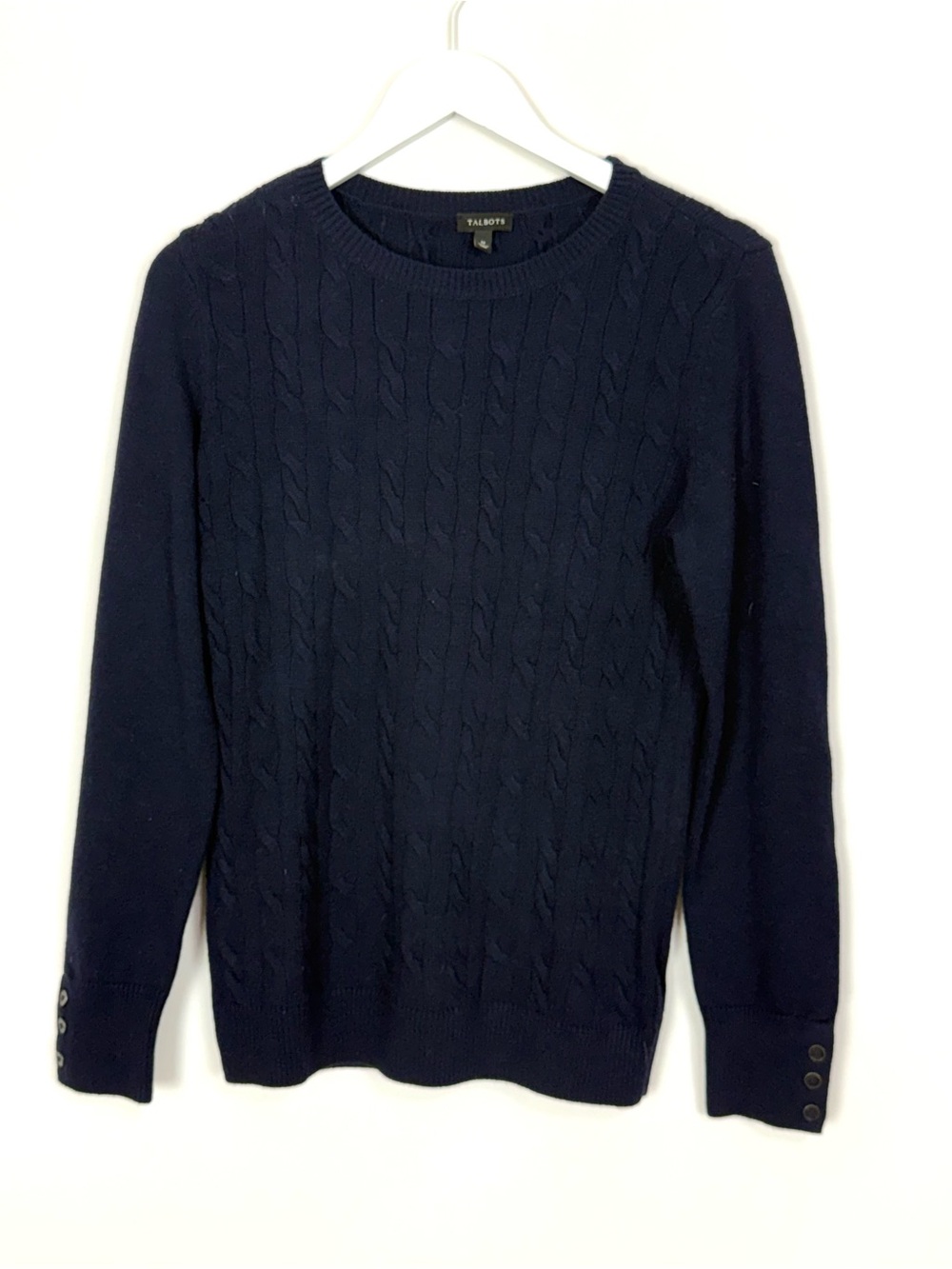 Talbots Cable Knit Button Sweater in Lambswool Blend